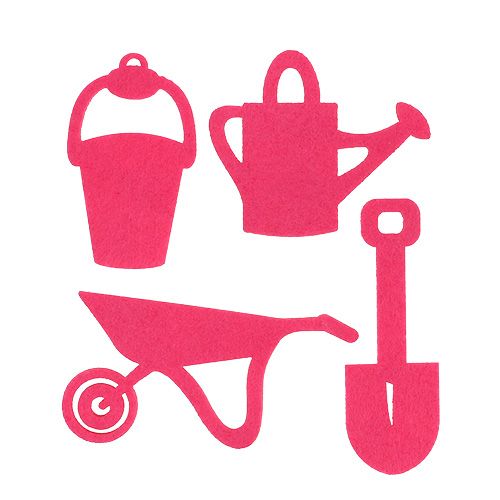 Garden tools felt pink 24 pcs