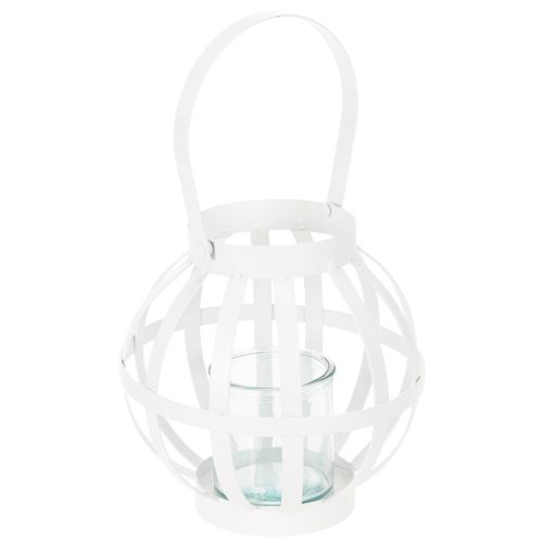 Garden lantern metal with glass Lantern for hanging White Ø18.5cm buy online | Floristik24.ie