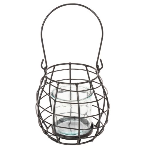 Garden lantern black metal with lantern Ø14cm H12.5cm | Floristik24.ie