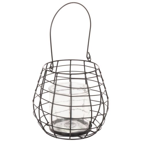 Garden lantern with glass lantern black Ø20cm H18.5cm buy online | Floristik24.ie