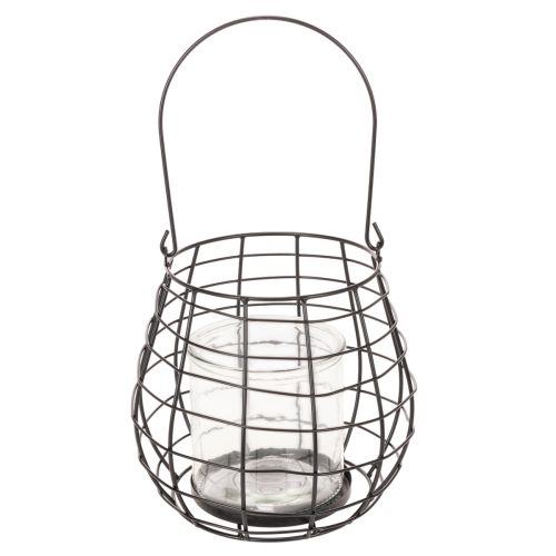 Garden lantern with glass lantern black Ø20cm H18.5cm | Floristik24.ie