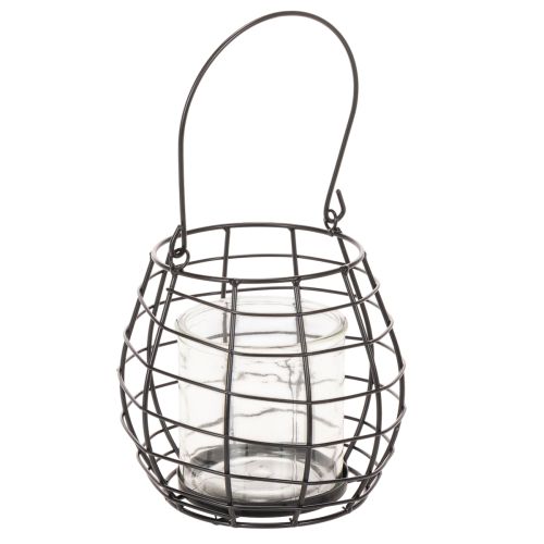 Garden lantern with handle black glass Ø17cm H15cm buy online | Floristik24.ie