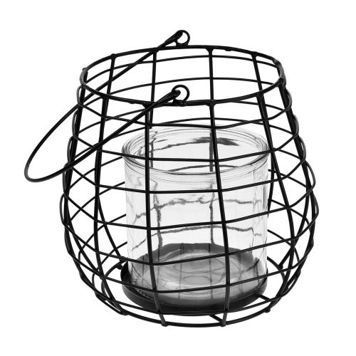 Floristik24 Garden lantern with handle black glass Ø17cm H15cm