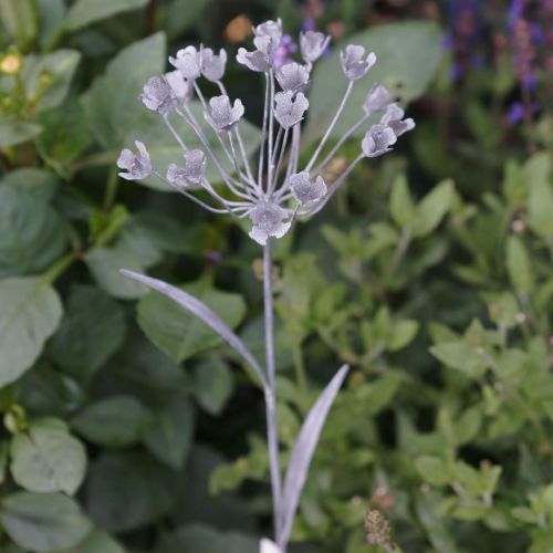 Product Garden plug flower, garden decoration, plant plug made of metal shabby chic white, silver L52cm Ø10cm 2pcs
