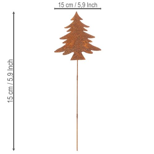 Garden stake, weathered steel, deer, star, fir tree, H10/15cm, 3 pieces | Floristik24.ie