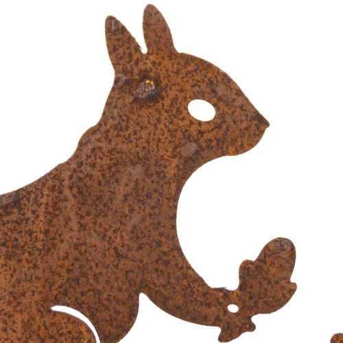 Garden stake squirrel on branch, weathered metal, 42cm high, 3 pieces | Floristik24.ie
