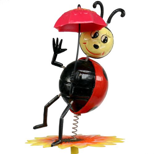 Floristik24 Garden plug ladybird with umbrella on the rod 74cm