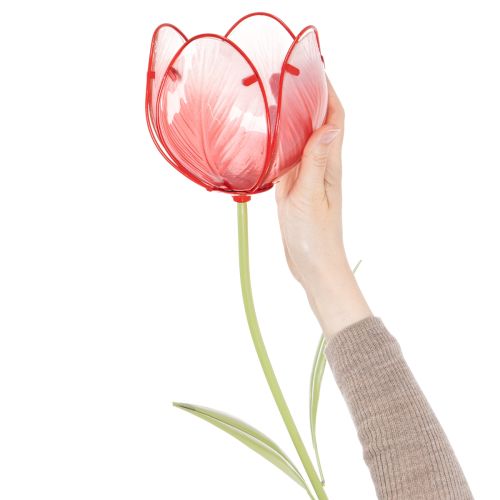Glass Tulip Garden Stake - Beautiful Decoration for Garden and Balcony, 94cm | Floristik24.ie