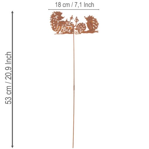 Garden stake hedgehog motif rust decoration for summer and autumn 53cm | Floristik24.ie