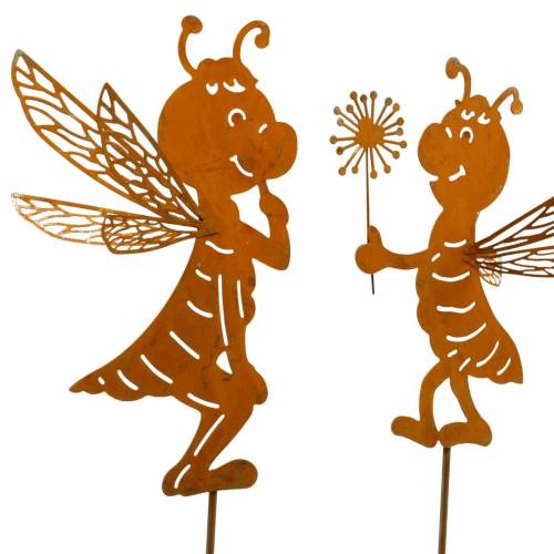 Floristik24 Garden plug bee stainless steel garden decoration spring decoration 2pcs