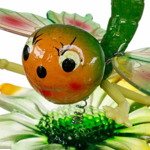 Floristik24 Decorative plug butterfly and flower with metal springs green, orange H70cm