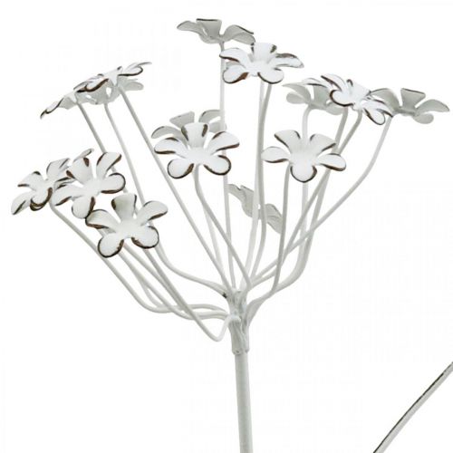 Floristik24 Garden plug flower, garden decoration, plant plug made of metal shabby chic white, silver L52cm Ø10cm 2pcs