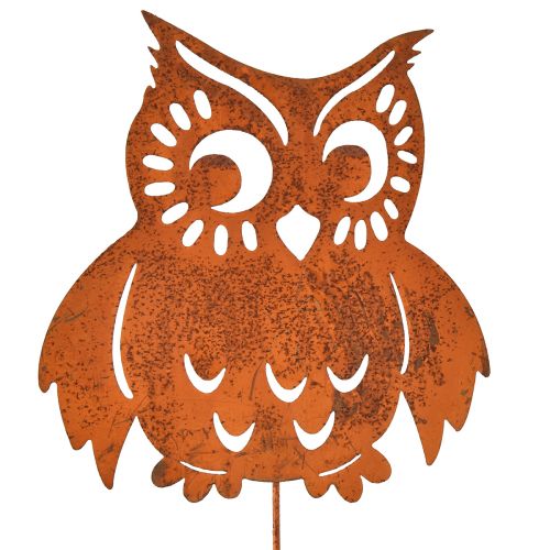 Garden stake owl decoration metal rust 18.5x20cm 4pcs