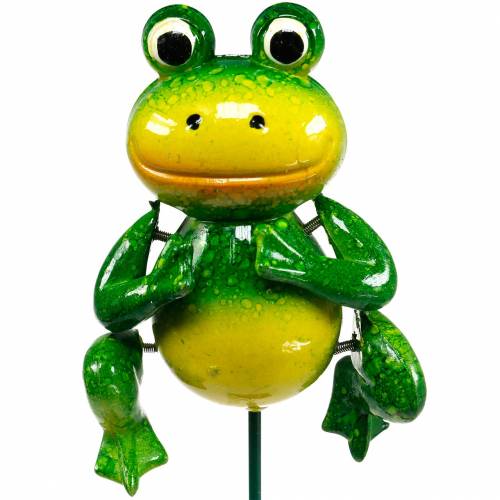 Floristik24 Decorative plug jumping frog with metal springs green, yellow H65.5cm