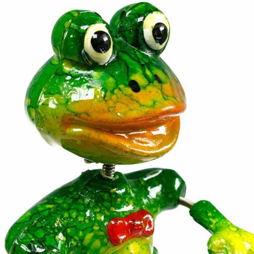Floristik24 Plant stake decorative frog with bow tie and metal feathers green, yellow, red H68.5cm