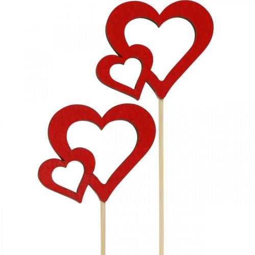 Flower plug heart wood red romantic decoration 6cm 24pcs