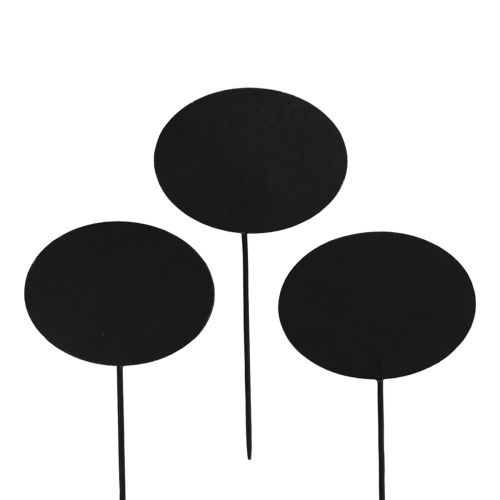 Product Garden Stakes Wood Wooden Signs Oval Black H17.5cm 12pcs