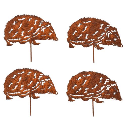 Product Garden Stake Hedgehog Metal Rust Autumn 15x8cm 4 Pcs