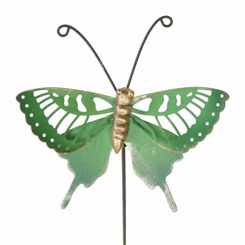 Garden Stake Metal Butterfly Green Gold 12x10/46cm