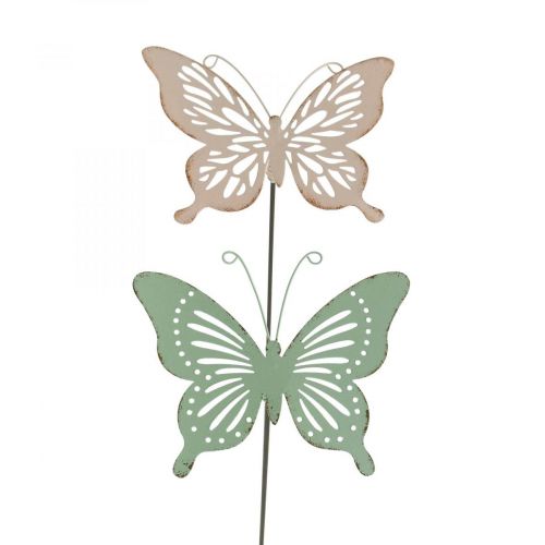 Bed stake metal butterfly pink green 10.5x8.5cm 4pcs