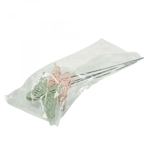 Product Bed stake metal butterfly pink green 10.5x8.5cm 4pcs