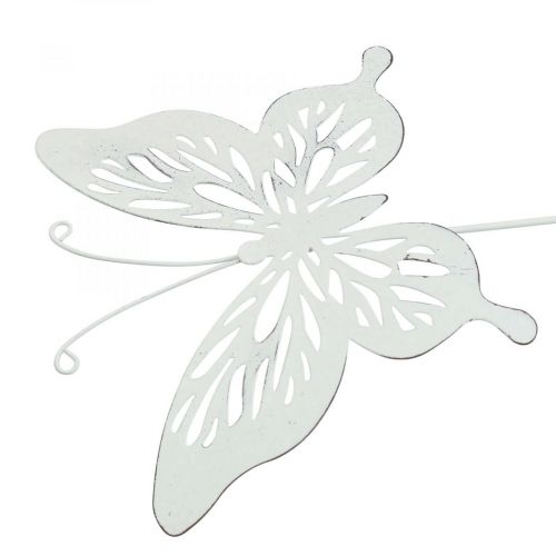 Floristik24 Garden stakes metal butterfly white 14×12.5/52cm 2pcs