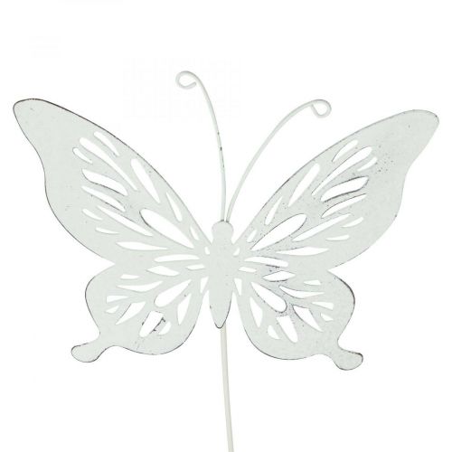 Floristik24 Garden stakes metal butterfly white 14×12.5/52cm 2pcs