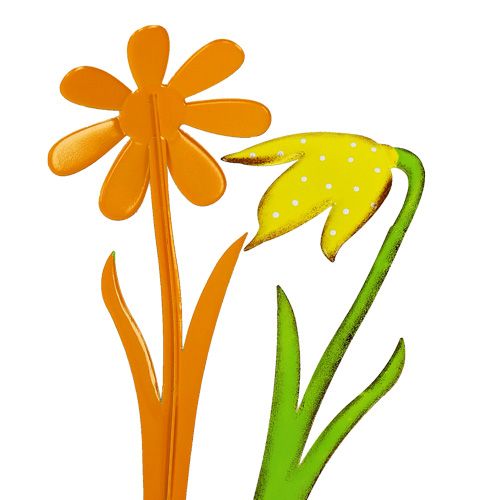 Floristik24 Garden plug metal flower orange, yellow 47cm 4pcs