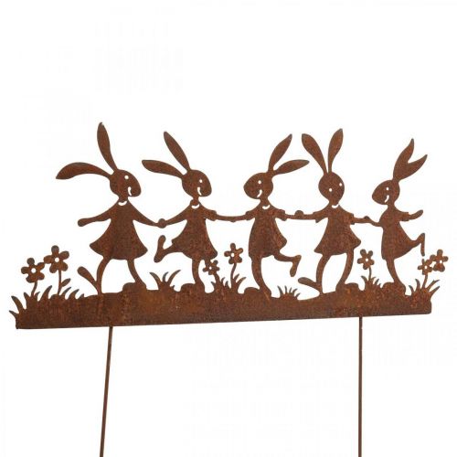 Garden stake rust Easter, flower stake rabbit metal W40cm