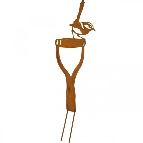 Product Patina garden stake bird on shovel handle H46.5cm