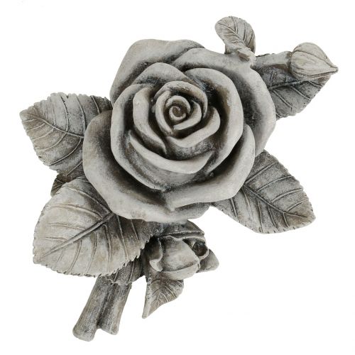 Floristik24 Rose for grave decorations gray 16cm x 13.5cm 2pcs