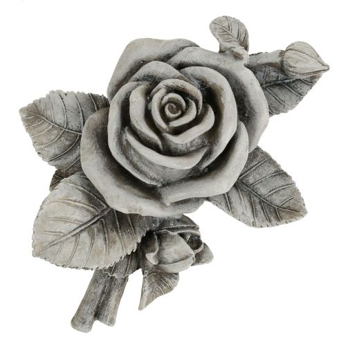 Floristik24 Rose for grave decoration grey 16cm x 13.5cm 2 pcs