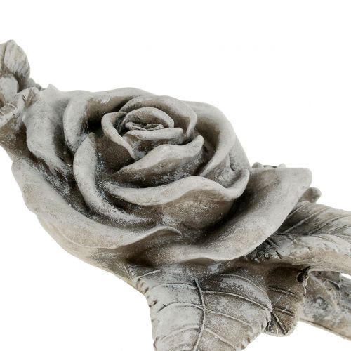Floristik24 Rose for grave decoration grey 16cm x 13.5cm 2 pcs