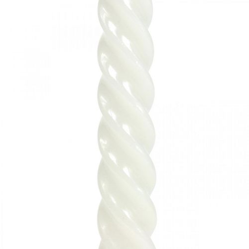 Floristik24 Twisted candles spiral candles cream Ø2.2cm H30cm 2pcs