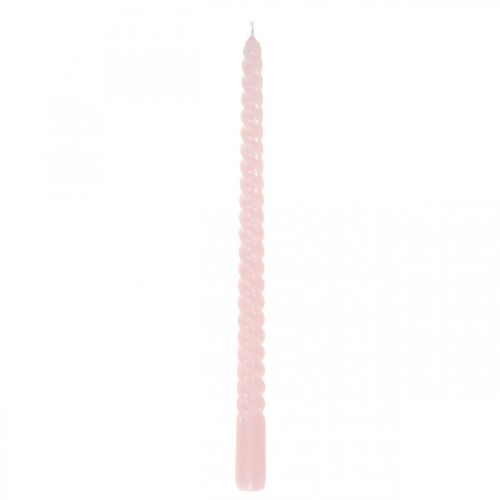 Twisted candles spiral candles pink Ø2.2cm H30cm 2pcs