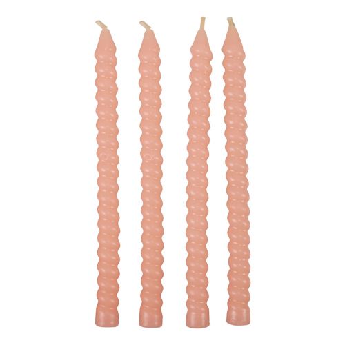 Twisted candles spiral candles light pink Ø1.4cm H18cm 4pcs