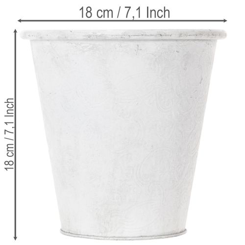 Product Ornamental planter, metal plant pot, white, Ø18.5cm, H18cm