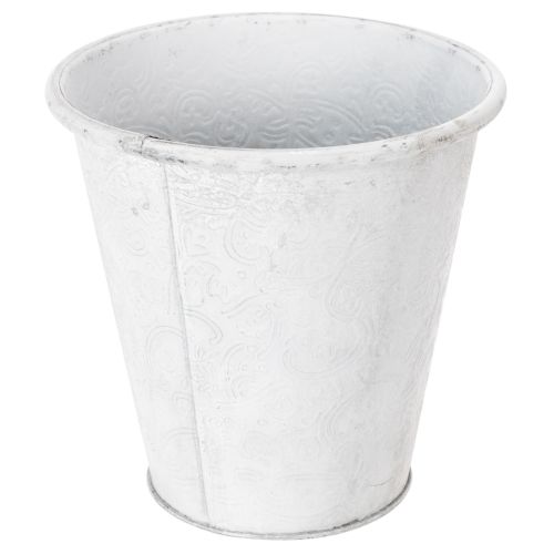 Product Ornamental planter, metal plant pot, white, Ø18.5cm, H18cm