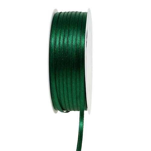 Satin ribbon gift ribbon fabric ribbon dark green 3mm 50m