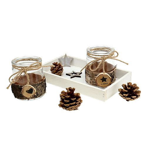 Gift set tray with tealight glasses
