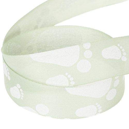 Product Gift ribbon baby feet decoration christening green 25mm 16m
