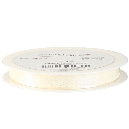 Product Gift ribbon, decorative ribbon, taffeta ribbon, cream, 15mm, 50m
