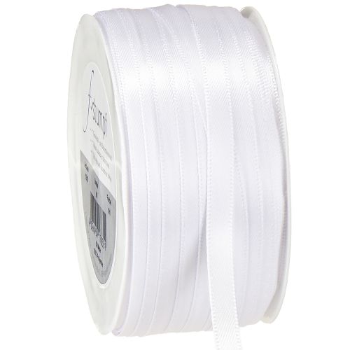 Gift ribbon decorative ribbon satin ribbon white 6mm 50m