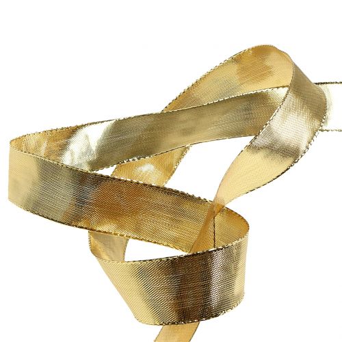 Product Gift ribbon gold with wire edge 25m