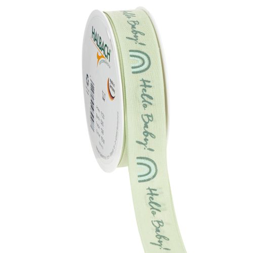 Floristik24 Gift ribbon Hello Baby decorative ribbon green 25mm 16m