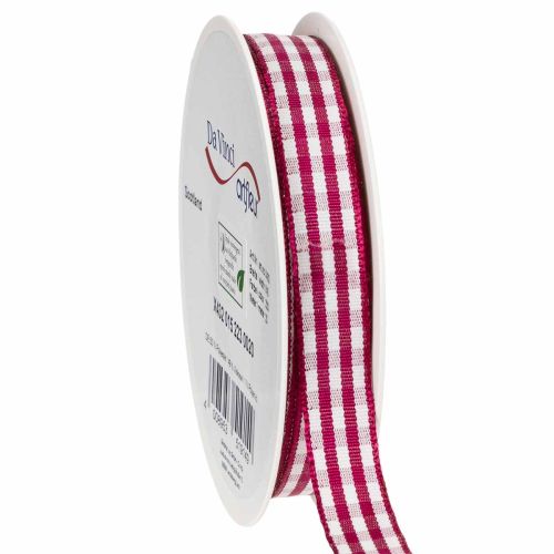 Gift ribbon checkered red 15mm 20m