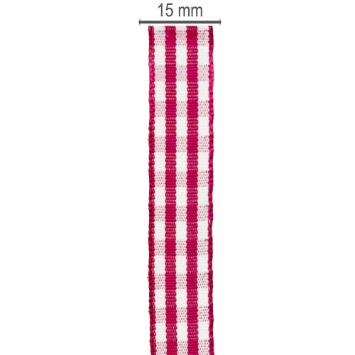 Gift ribbon checkered red 15mm