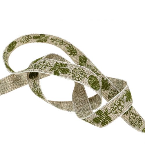 Floristik24 Deco ribbon autumn motif green 15mm 20m