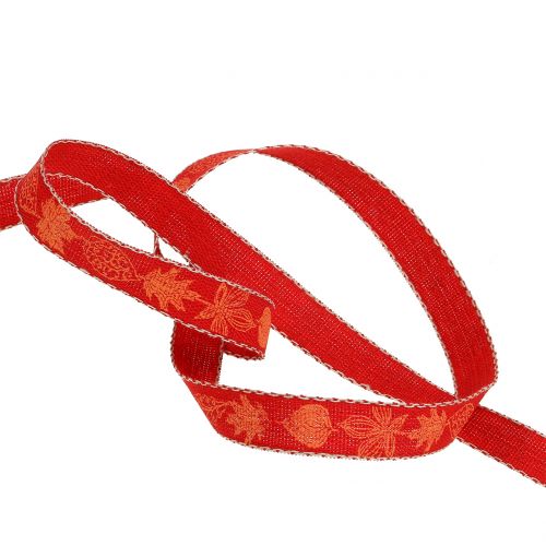 Floristik24 Deco ribbon autumn motif red 15mm 20m