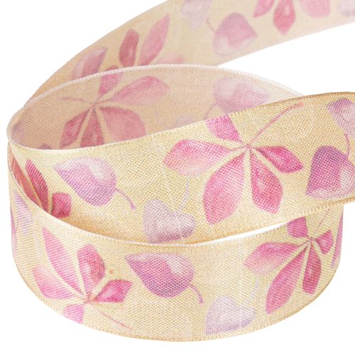 Product Gift ribbon purple autumn leaves deco ribbon autumn 25mm 20m